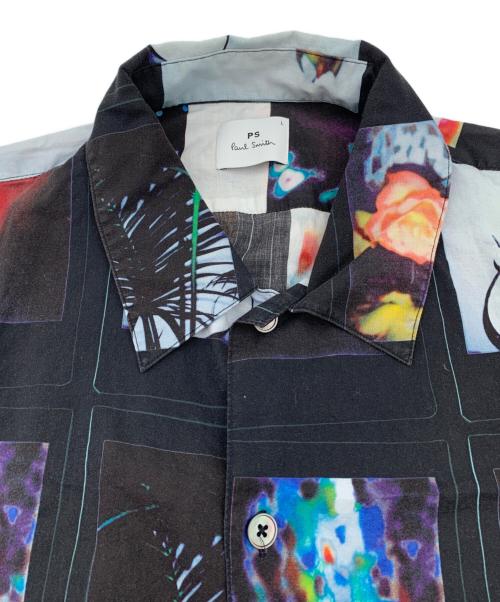 PS Paul Smith（ＰＳポールスミス）PS Paul Smith (ＰＳポールスミス) ブロッキンググラフィック プリントシャツ ブラック サイズ:Lの古着・服飾アイテム