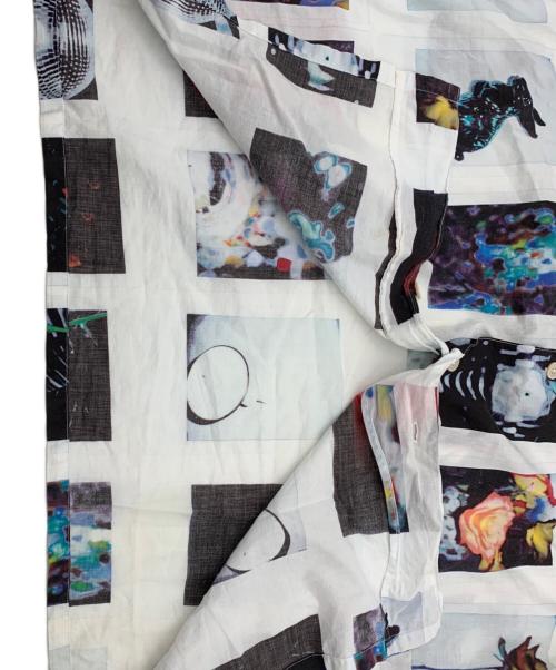 PS Paul Smith（ＰＳポールスミス）PS Paul Smith (ＰＳポールスミス) ブロッキンググラフィック プリントシャツ ホワイト サイズ:Lの古着・服飾アイテム