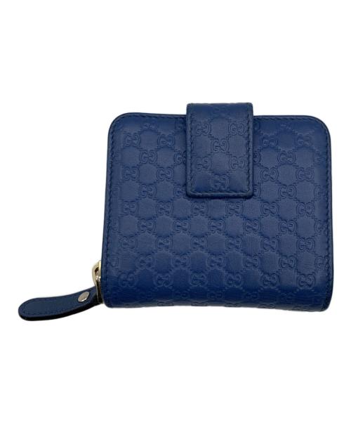 GUCCI（グッチ）GUCCI (グッチ) マイクログッチシマ コンパクトウォレット ブルーの古着・服飾アイテム