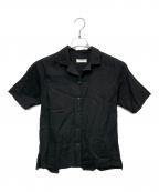 KAGUREカグレ）の古着「リネンオープンカラーシャツ」｜ブラック