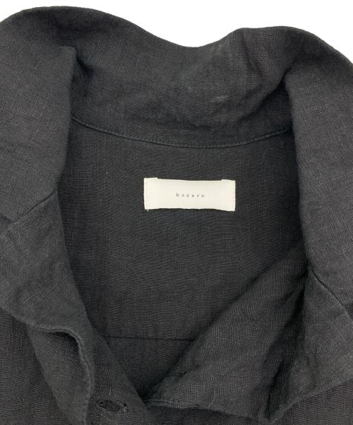 KAGURE（カグレ）KAGURE (カグレ) リネンオープンカラーシャツ ブラック サイズ:Freeの古着・服飾アイテム