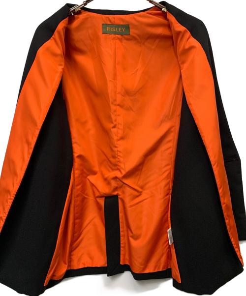 Risley（リズレー）Risley (リズレー) ノーカラージャケット ブラック×オレンジ サイズ:38の古着・服飾アイテム