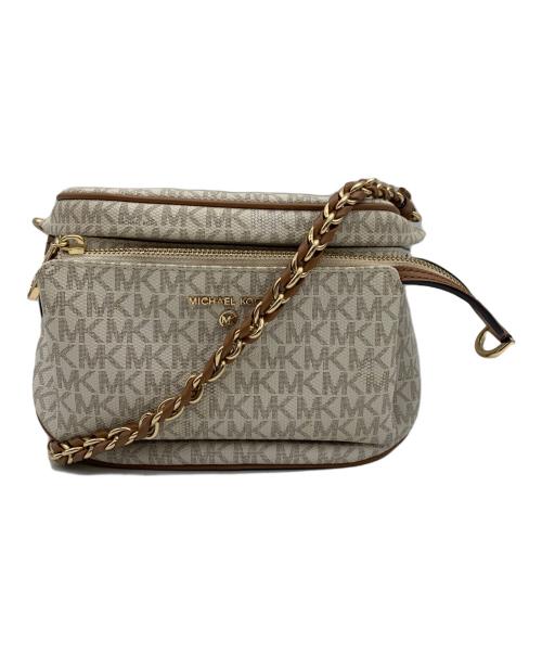 MICHAEL KORS（マイケル・コース）MICHAEL KORS (マイケルコース) ショルダーバッグ アイボリー×ブラウンの古着・服飾アイテム