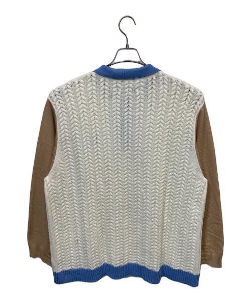 TTT MSW（ティー）TTT MSW (ティー) SPECIAL GUEST (スペシャルゲスト) ニットポロシャツ ホワイト×ベージュ サイズ:Lの古着・服飾アイテム