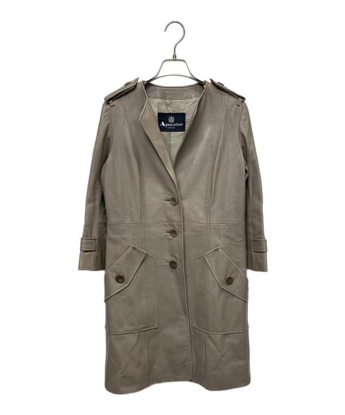 Aquascutum（アクアスキュータム）Aquascutum (アクアスキュータム) レザーコート グレージュ サイズ:表記無しの古着・服飾アイテム