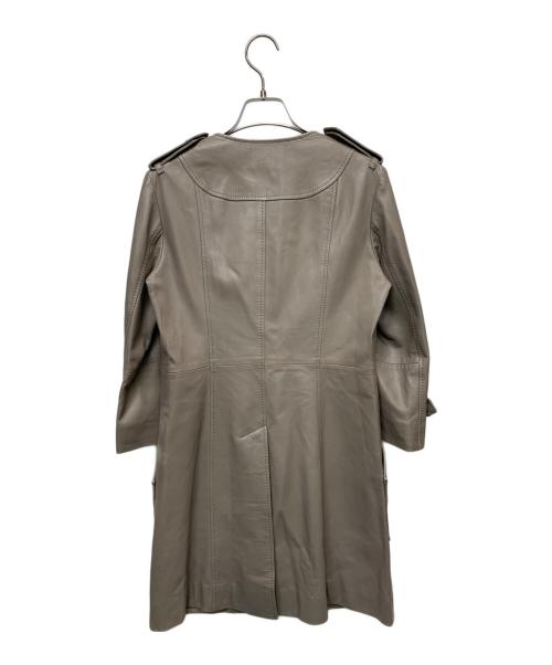 Aquascutum（アクアスキュータム）Aquascutum (アクアスキュータム) レザーコート グレージュ サイズ:表記無しの古着・服飾アイテム