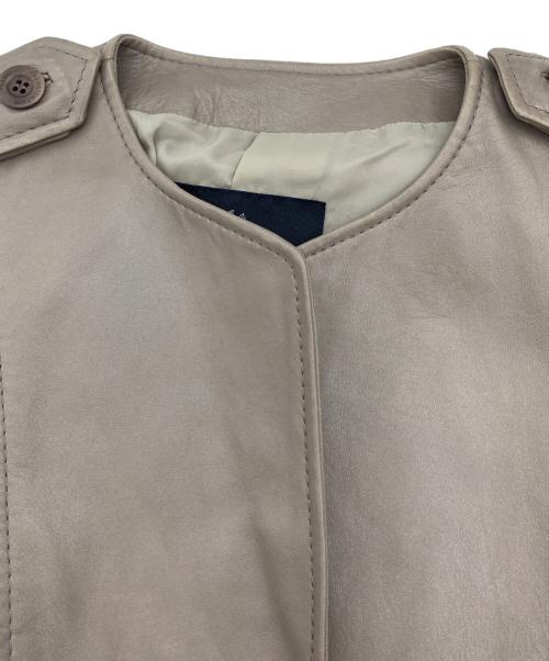 Aquascutum（アクアスキュータム）Aquascutum (アクアスキュータム) レザーコート グレージュ サイズ:表記無しの古着・服飾アイテム