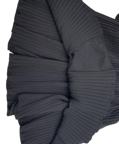 MERCURY DUO（マーキュリーデュオ）MERCURY DUO (マーキュリーデュオ) 異素材ドッキングフレアニットワンピース ブラック サイズ:Fの古着・服飾アイテム