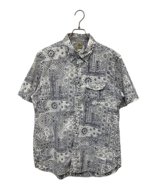 J.PRESS（ジェイプレス）J.PRESS (ジェイプレス) reyn spooner (レイン スプナー) 半袖シャツ ホワイト×ネイビー サイズ:XLの古着・服飾アイテム