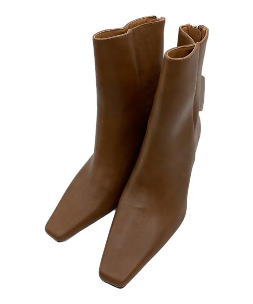 Mila Owen（ミラオーウェン）Mila Owen (ミラオーウェン) フレンチスクエアショートブーツ ブラウン サイズ:38の古着・服飾アイテム