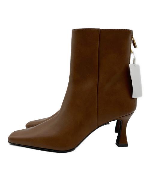 Mila Owen（ミラオーウェン）Mila Owen (ミラオーウェン) フレンチスクエアショートブーツ ブラウン サイズ:38の古着・服飾アイテム