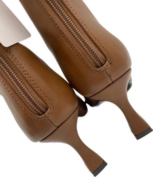 Mila Owen（ミラオーウェン）Mila Owen (ミラオーウェン) フレンチスクエアショートブーツ ブラウン サイズ:38の古着・服飾アイテム