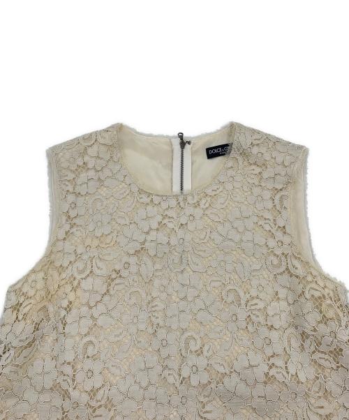 DOLCE & GABBANA（ドルチェ＆ガッバーナ）DOLCE & GABBANA (ドルチェ＆ガッバーナ) フラワーレースドレス アイボリー サイズ:40の古着・服飾アイテム