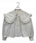 pernaペルナ）の古着「ビッグカラーフリルブラウス」｜ホワイト