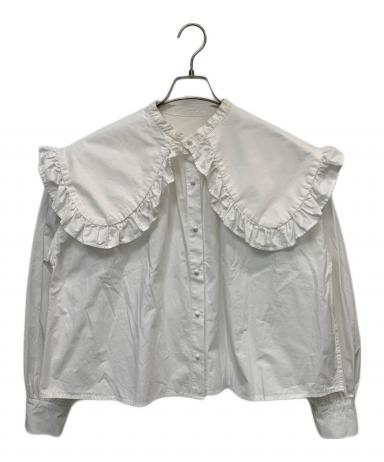 中古・古着通販】perna (ペルナ) ビッグカラーフリルブラウス ホワイト 