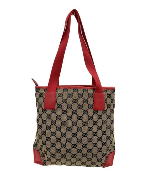 GUCCI（グッチ）GUCCI (グッチ) トートバッグ レッド×ベージュの古着・服飾アイテム