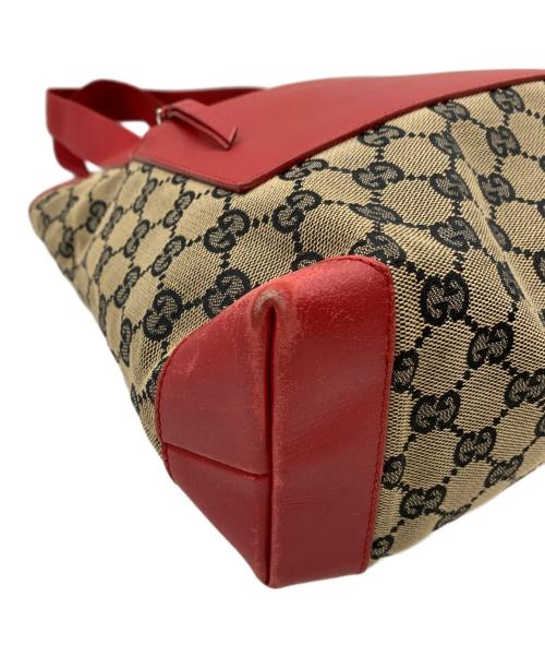 GUCCI（グッチ）GUCCI (グッチ) トートバッグ レッド×ベージュの古着・服飾アイテム