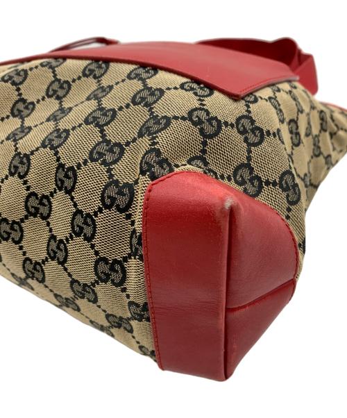 GUCCI（グッチ）GUCCI (グッチ) トートバッグ レッド×ベージュの古着・服飾アイテム