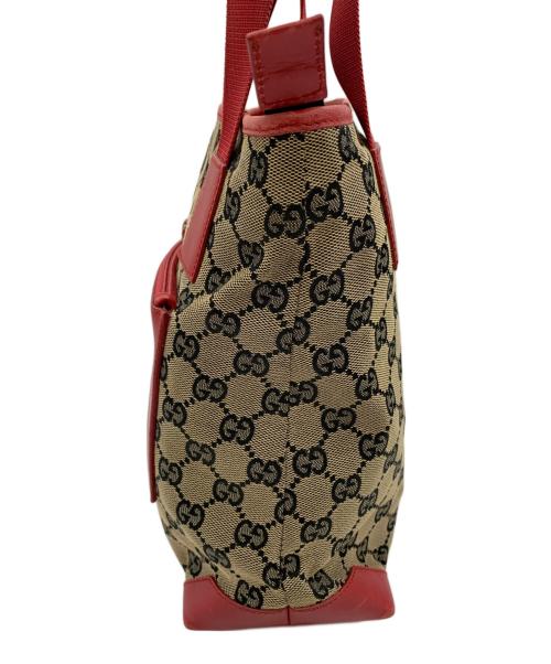 GUCCI（グッチ）GUCCI (グッチ) トートバッグ レッド×ベージュの古着・服飾アイテム