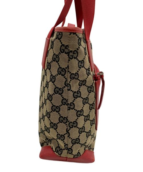 GUCCI（グッチ）GUCCI (グッチ) トートバッグ レッド×ベージュの古着・服飾アイテム