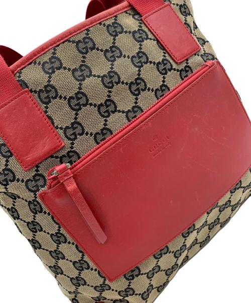 GUCCI（グッチ）GUCCI (グッチ) トートバッグ レッド×ベージュの古着・服飾アイテム