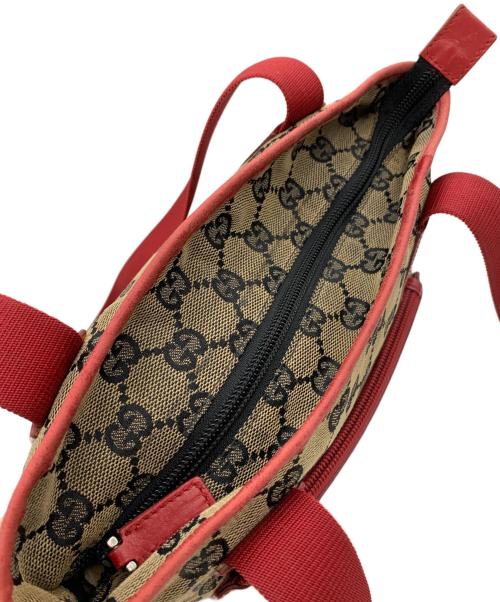 GUCCI（グッチ）GUCCI (グッチ) トートバッグ レッド×ベージュの古着・服飾アイテム