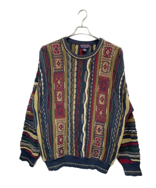 ROUNDTREE YORKE（ラウンドツリーヨーク）ROUNDTREE YORKE (ラウンドツリーヨーク) 3Dニット ネイビー サイズ:XXLの古着・服飾アイテム