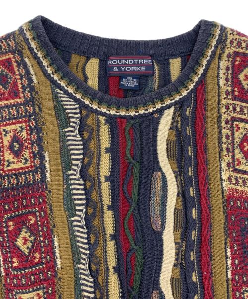 ROUNDTREE YORKE（ラウンドツリーヨーク）ROUNDTREE YORKE (ラウンドツリーヨーク) 3Dニット ネイビー サイズ:XXLの古着・服飾アイテム
