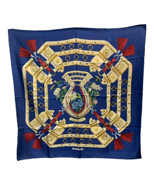 HERMES（エルメス）HERMES (エルメス) シルクスカーフ カレ90 AUX CHAMPS ネイビーの古着・服飾アイテム