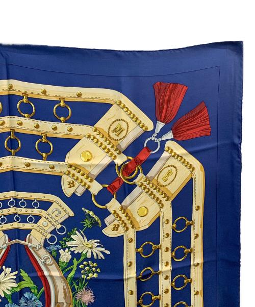 HERMES（エルメス）HERMES (エルメス) シルクスカーフ カレ90 AUX CHAMPS ネイビーの古着・服飾アイテム