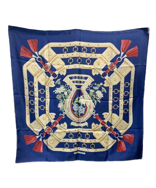 HERMES（エルメス）HERMES (エルメス) シルクスカーフ カレ90 AUX CHAMPS ネイビーの古着・服飾アイテム