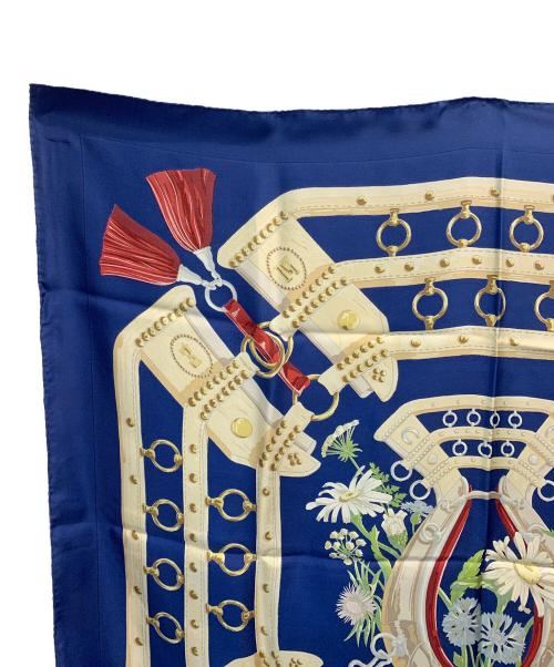 HERMES（エルメス）HERMES (エルメス) シルクスカーフ カレ90 AUX CHAMPS ネイビーの古着・服飾アイテム