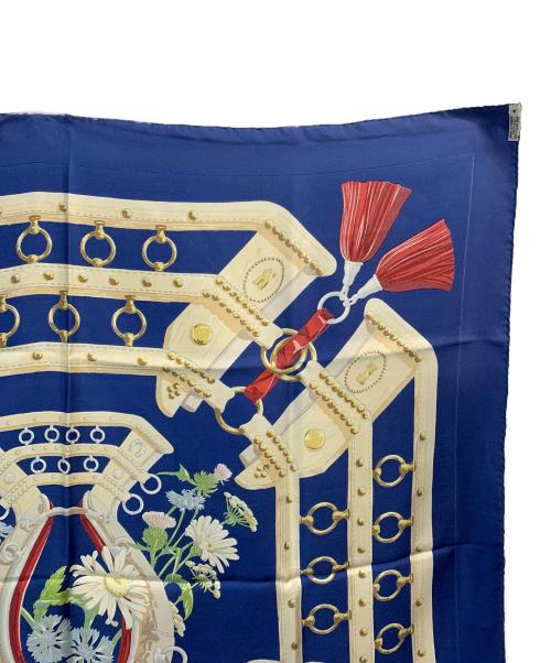 HERMES（エルメス）HERMES (エルメス) シルクスカーフ カレ90 AUX CHAMPS ネイビーの古着・服飾アイテム