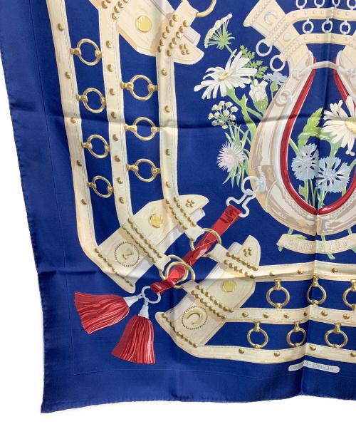 HERMES（エルメス）HERMES (エルメス) シルクスカーフ カレ90 AUX CHAMPS ネイビーの古着・服飾アイテム