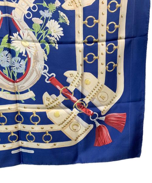 HERMES（エルメス）HERMES (エルメス) シルクスカーフ カレ90 AUX CHAMPS ネイビーの古着・服飾アイテム