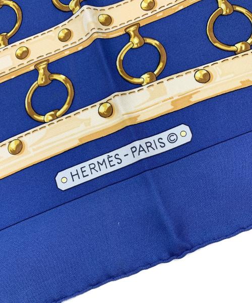 HERMES（エルメス）HERMES (エルメス) シルクスカーフ カレ90 AUX CHAMPS ネイビーの古着・服飾アイテム