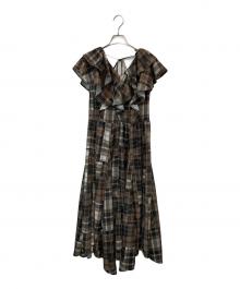 rienda（リエンダ）の古着「シアーパターンイレヘムワンピ」｜ブラウン