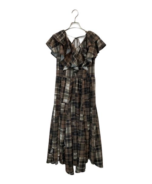 rienda（リエンダ）rienda (リエンダ) シアーパターンイレヘムワンピ ブラウン サイズ:Sの古着・服飾アイテム