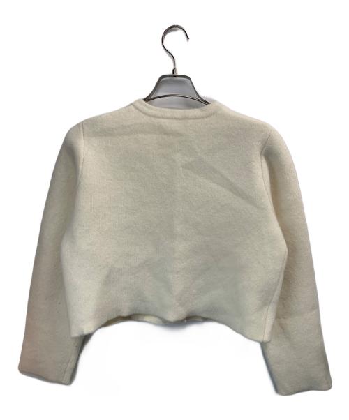 anuana（アニュアンス）anuana (アニュアンス) ラクーンブレンドノーカラーニットジャケット アイボリー サイズ:Fの古着・服飾アイテム