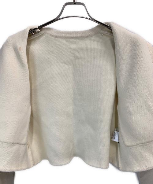 anuana（アニュアンス）anuana (アニュアンス) ラクーンブレンドノーカラーニットジャケット アイボリー サイズ:Fの古着・服飾アイテム
