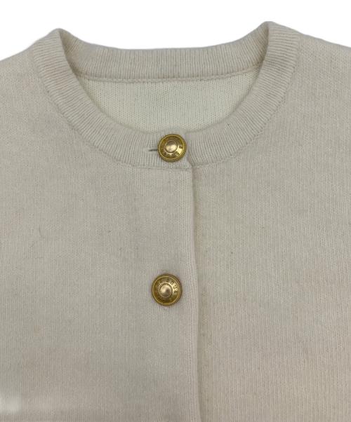 anuana（アニュアンス）anuana (アニュアンス) ラクーンブレンドノーカラーニットジャケット アイボリー サイズ:Fの古着・服飾アイテム