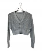 Snidelスナイデル）の古着「リボンビジューシアーカーディガン」｜スカイブルー