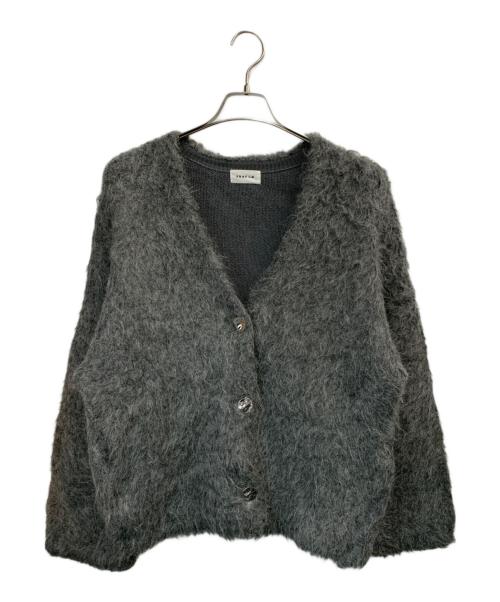 FRAY ID（フレイ アイディー）FRAY ID (フレイ アイディー) ダブルフェイスシャギーカーディガン グレー サイズ:Fの古着・服飾アイテム
