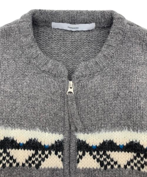 FRAMeWORK（フレームワーク）FRAMeWORK (フレームワーク) ジャガードZIPカーディガン グレー サイズ:記載なしの古着・服飾アイテム