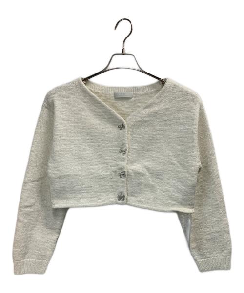 CELFORD（セルフォード）CELFORD (セルフォード) クロップドビジューカーデ ホワイト サイズ:Fの古着・服飾アイテム