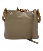 Beaureビュレ）の古着「カウレザー バンブー ハンドル バケット BAG」｜ベージュ