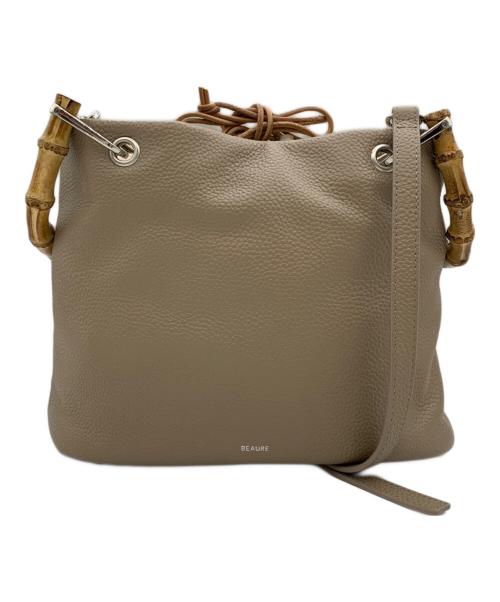 Beaure（ビュレ）Beaure (ビュレ) カウレザー バンブー ハンドル バケット BAG ベージュの古着・服飾アイテム