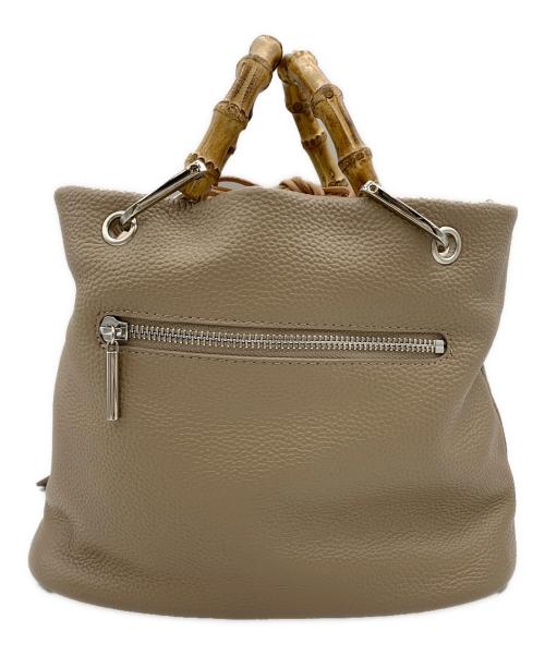 Beaure（ビュレ）Beaure (ビュレ) カウレザー バンブー ハンドル バケット BAG ベージュの古着・服飾アイテム
