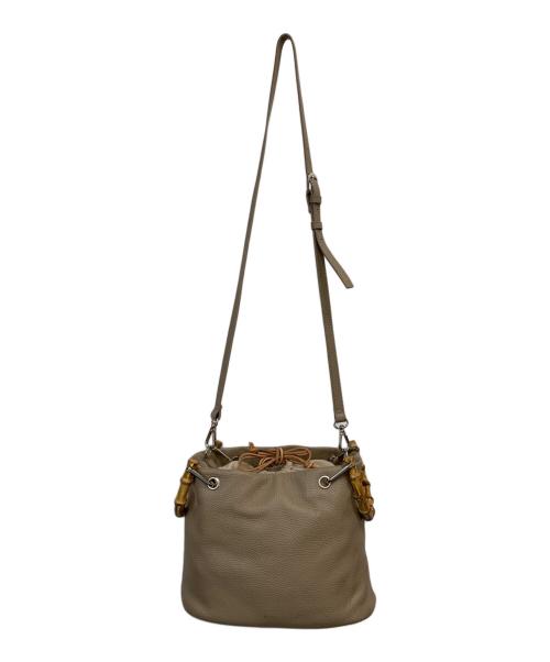 Beaure（ビュレ）Beaure (ビュレ) カウレザー バンブー ハンドル バケット BAG ベージュの古着・服飾アイテム