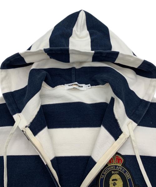 A BATHING APE（ア ベイシング エイプ）A BATHING APE (ア ベイシング エイプ) ジップパーカー ネイビー×ホワイト サイズ:Mの古着・服飾アイテム
